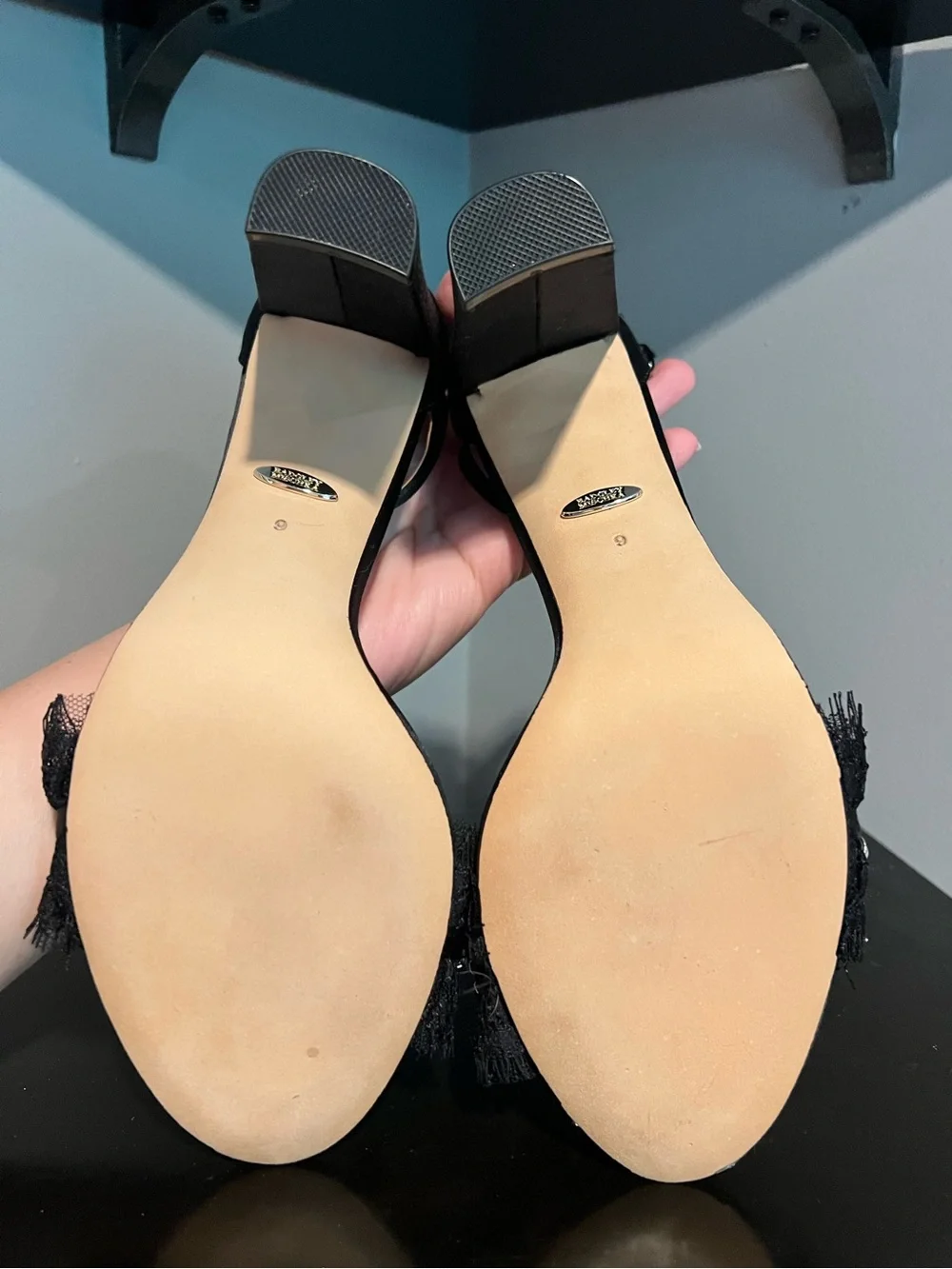 Badgley Mischka Fleur Pearl-Trim Fringe Sandals